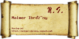 Malmer Ibrány névjegykártya